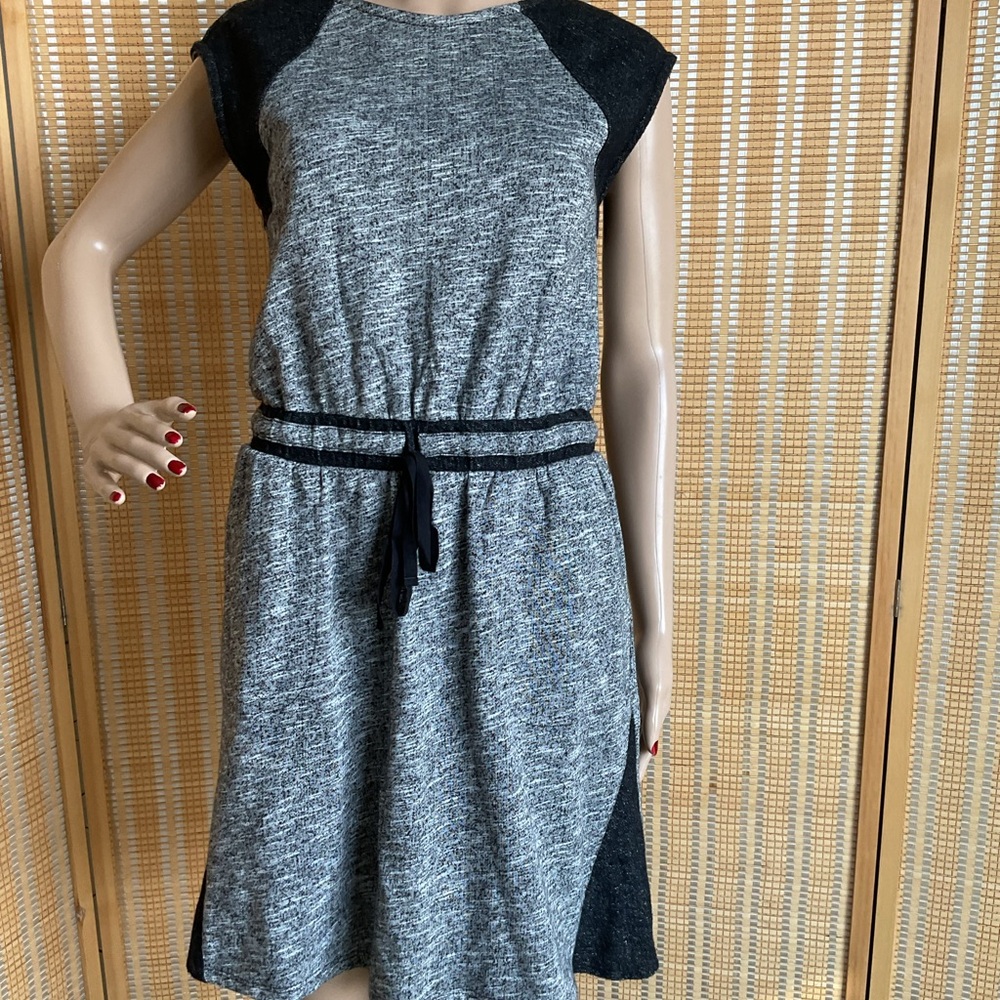 Tommy Hilfiger Athluxe XS Gray Black Heather Dress Cap Sleeves Ties Pockets - Picture 2 of 15